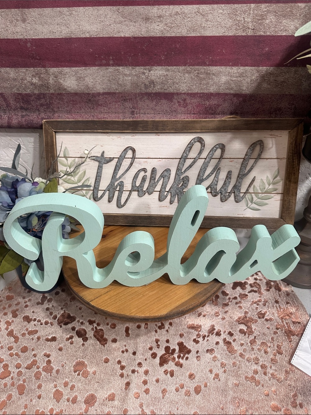 Hobby Lobby Mint Green "Relax" Script Tabletop Sign